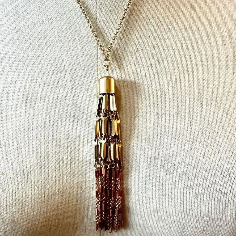 Loft two toneโlong chain pendant necklace